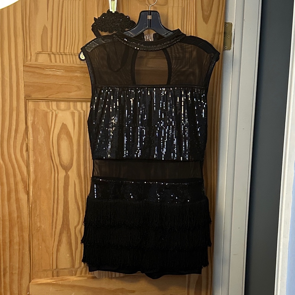 Elegant Black Sequined Dance Costume